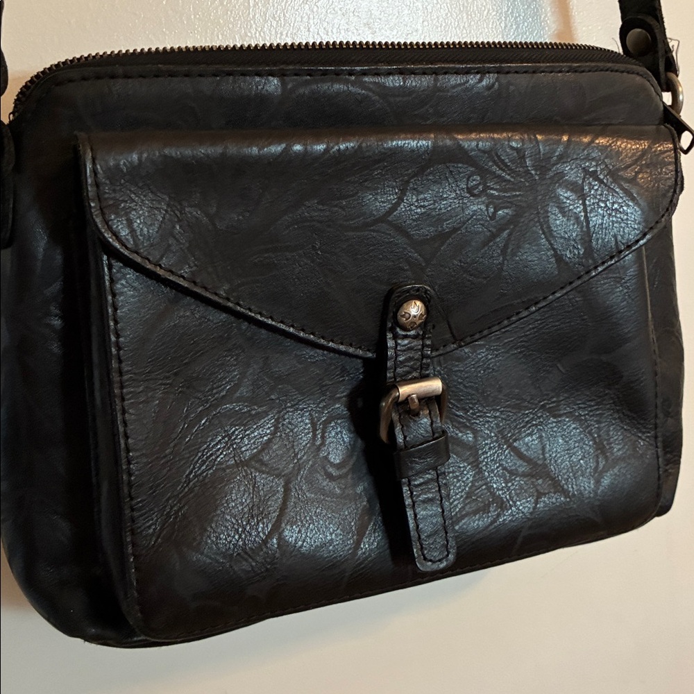Patricia Nash Black Tooled Leather Crossbody Bag - Picture 2 of 6